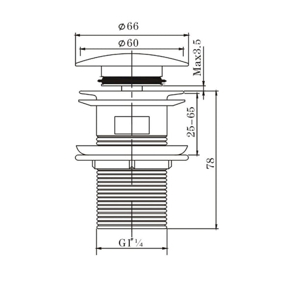 32mm Solid Brass Basin Pop Up Waste Drain [42-001/002.PUW]