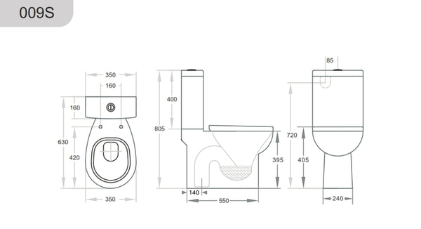 Zion Closed Couple S-Trap Toilet Suite [19-KDK009S]