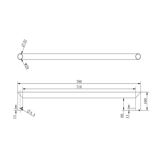 Vertical Round Single Electric Heated Towel Bar [42-01-HOR.HTR / 42-2282]