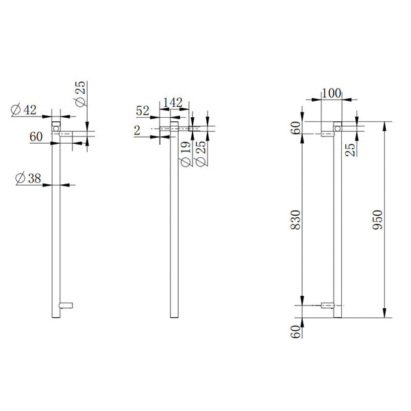 Vertical Round Single Electric Heated Towel Bar [42-01-VER-T.HTR / 42-2281]
