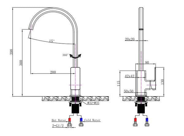 IVANO - Square Kitchen Mixer [42-0228.KM]