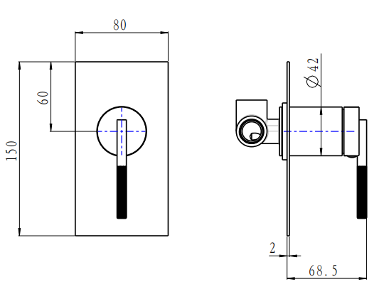 CADDENCE - Solid Brass Shower/Bath Wall Mixer [42-0245-2.ST / 42-2255]