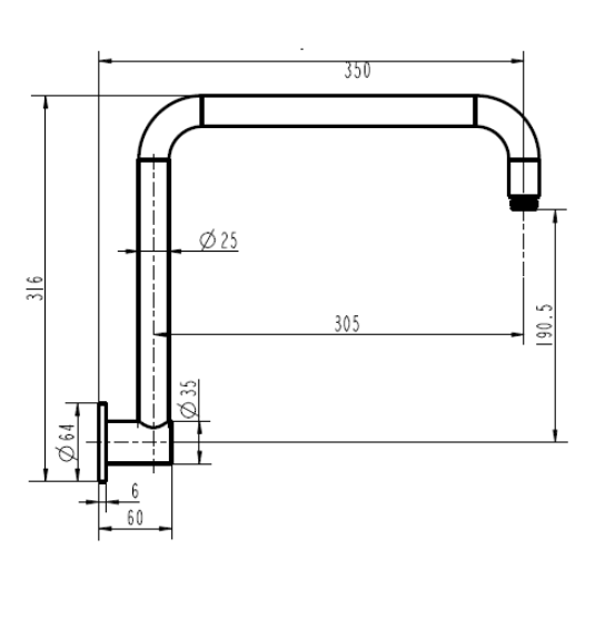 Square Gooseneck Round Wall Mounted Shower Arm [12-0446 / 12-1520]