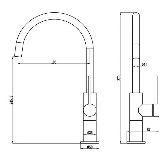 Round Chrome Standard Kitchen Sink Mixers Tap [42-1007.KM / 42-2280]