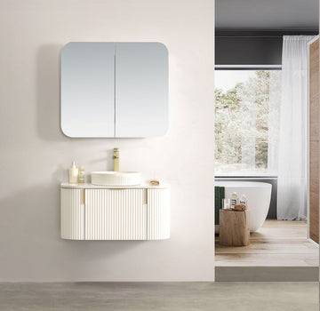 Carysil Forma - Matte White Fluted Wall Hung Vanity 750-1200mm [42-C-F-W / 42-2237]