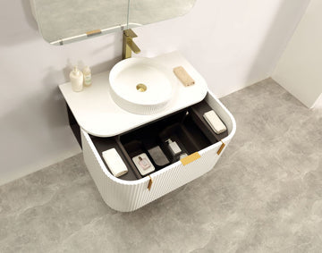 Carysil Forma - Matte White Fluted Wall Hung Vanity 750-1200mm [42-C-F-W / 42-2237]