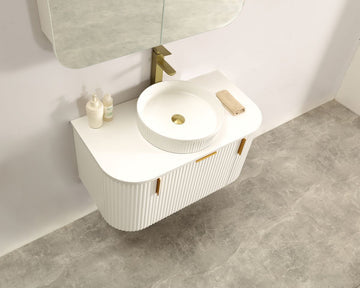 Carysil Forma - Matte White Fluted Wall Hung Vanity 750-1200mm [42-C-F-W / 42-2237]