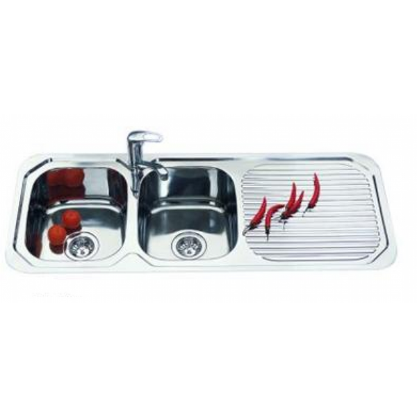 1180*480*170mm Square Stainless Steel Sink With Drainer [16-FF118P]