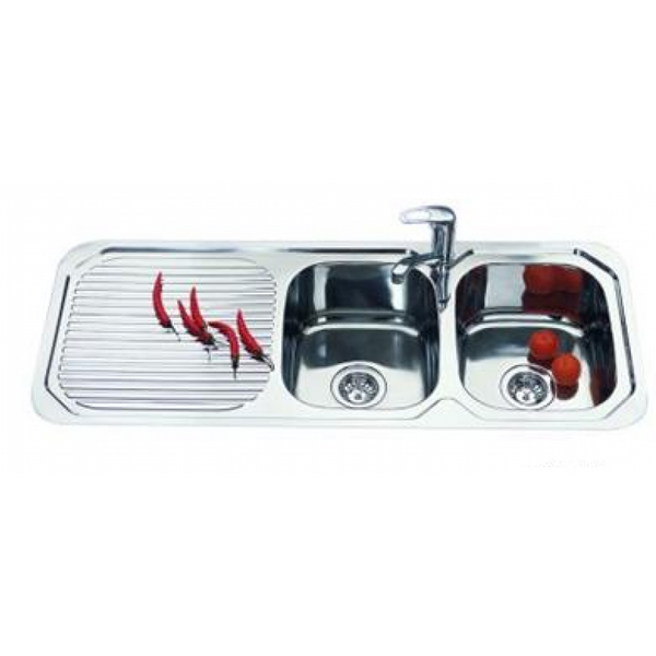 1180*480*170mm Square Stainless Steel Sink With Drainer [16-FF118P]