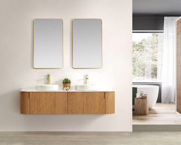 Carysil Forma - Walnut Fluted Wall Hung Vanity 750-1800mm [42-C-F-WA / 42-2234]