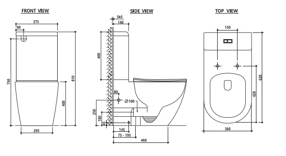 Donna Rimless Two-Pieces Wall Faced Toilet Suite [14-MB-016]
