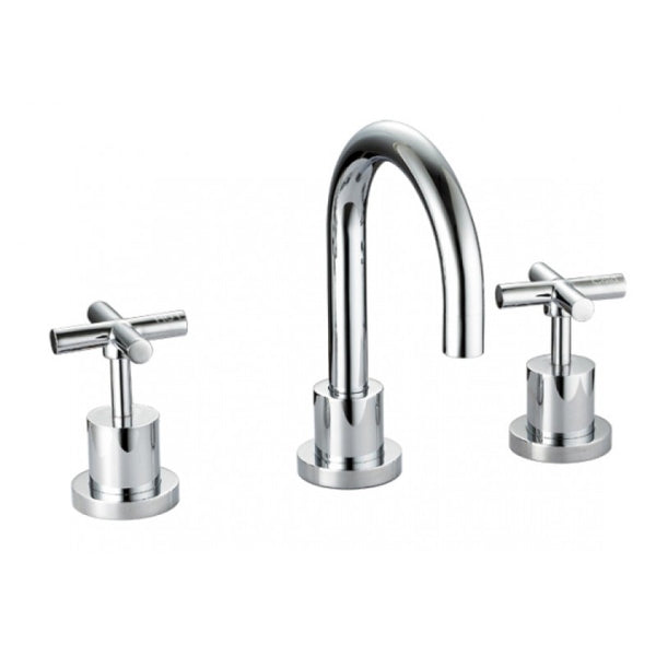 Gwen Basin Set Chrome Cross Handle Round [16-LNZ04]