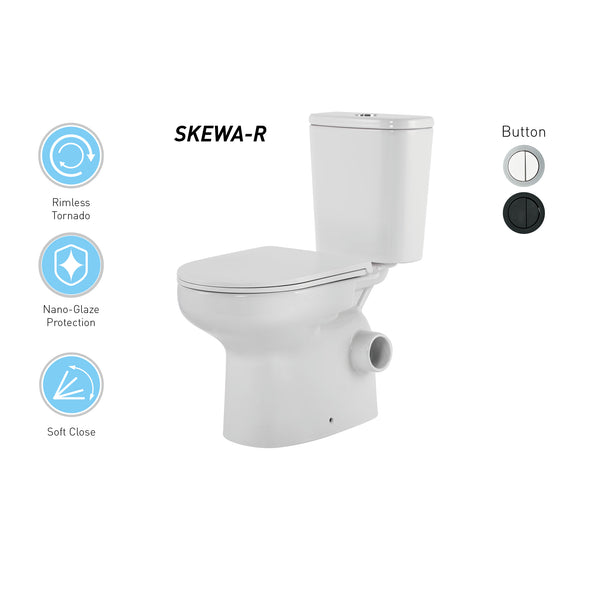 SKEWA Toilet Suite - Tornado Rimless 2 in 1 Left/Right Outlet [17- TOILET SKEWA/ 17-2202]