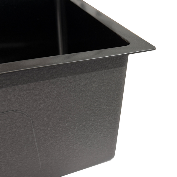 380*450*200 Kitchen Sink Laundry Handmade Black Nano Stainless Steel Single Bowl [44-HF3845B]