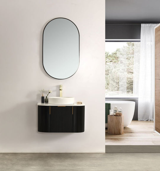 Carysil Forma - Matte Black Fluted Wall Hung Vanity 750-1200mm [42-C-F-B / 42-2236]