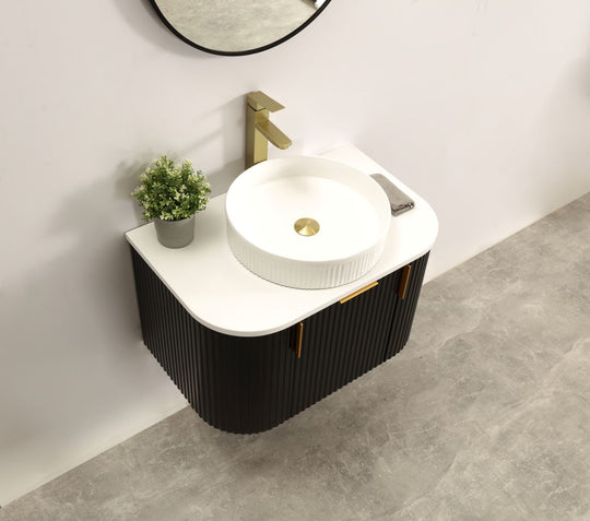 Carysil Forma - Matte Black Fluted Wall Hung Vanity 750-1200mm [42-C-F-B / 42-2236]