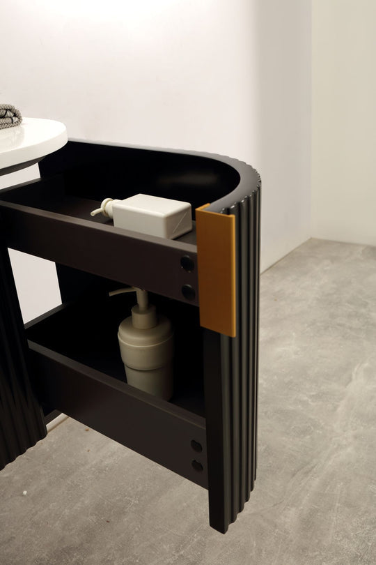 Carysil Forma - Matte Black Fluted Wall Hung Vanity 750-1200mm [42-C-F-B / 42-2236]