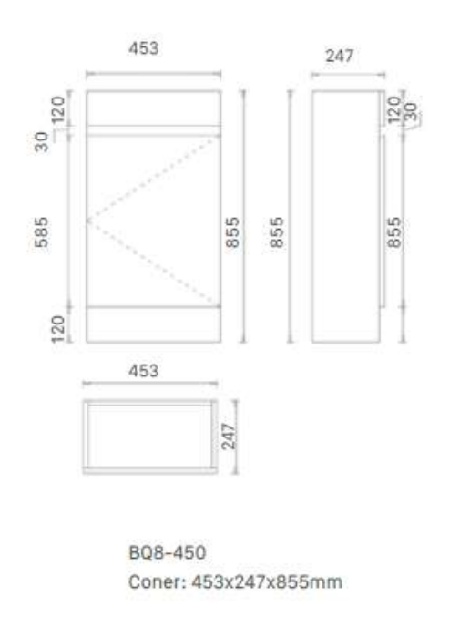 York - White / Oak Small Fluted Freestanding Vanity 460x255x855mm [20-BQ8 / 20-2076]
