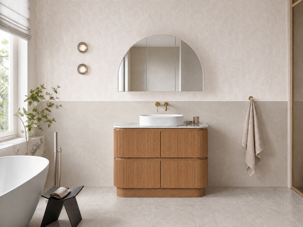 Kingsley - Rosewood Fluted Curved Freestanding Vanity 900-1500mm [20-SK69-A6 / 20-2079]