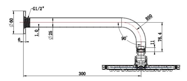 Round Wall Mounted 30mm Shower Arm with 200mm Shower Head [12-GH-2001]