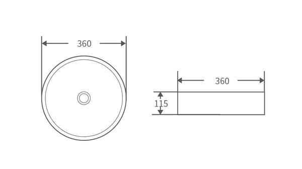 SALE - Melody - 360x360x115mm Round Above Counter Basin [35-APB-03360 / 35-2284]