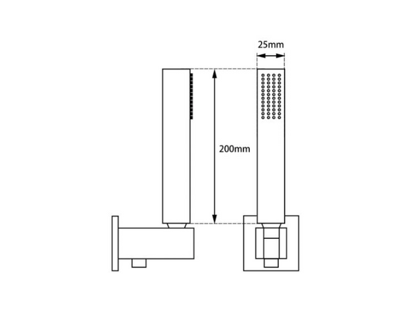 Sqaure Shower Rail with Hanheld Shower (Stainless Steel Hose) [42-2127.SH.N + S2.HHS]