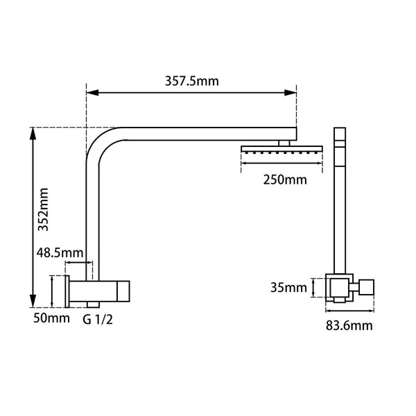 10" Square Shower Station Top Water Inlet [42-2140.SH]