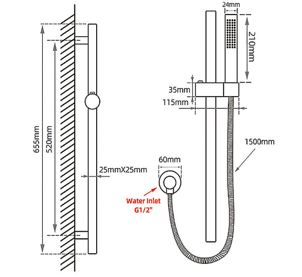 Shower Rail with Handheld Shower [42-2147-1.SH.N]