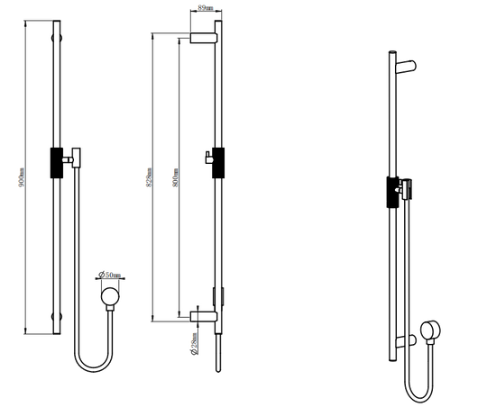 CADDENCE - Round Sliding Shower Rail without handheld Shower [42-2151.SH.N / 42-2259]