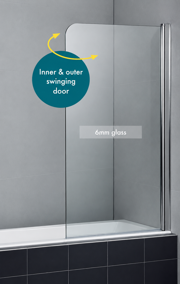 Height 1500mm Fixed Fully Frameless Bath Screen 850mm [23-TSB-0850-P / 23-2275]