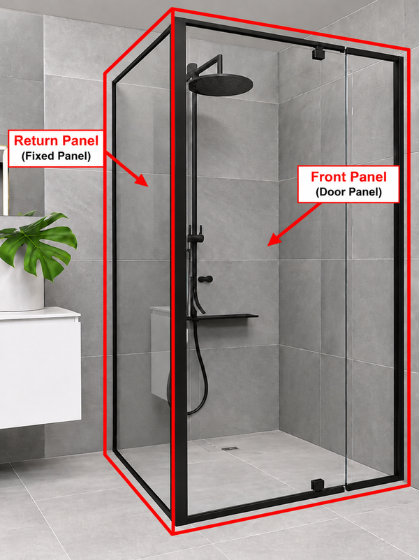 Height 1950mm Semi Frameless Pivot Door Shower Screen - FRONT PANEL [23-TSC-IA / 23-1521]