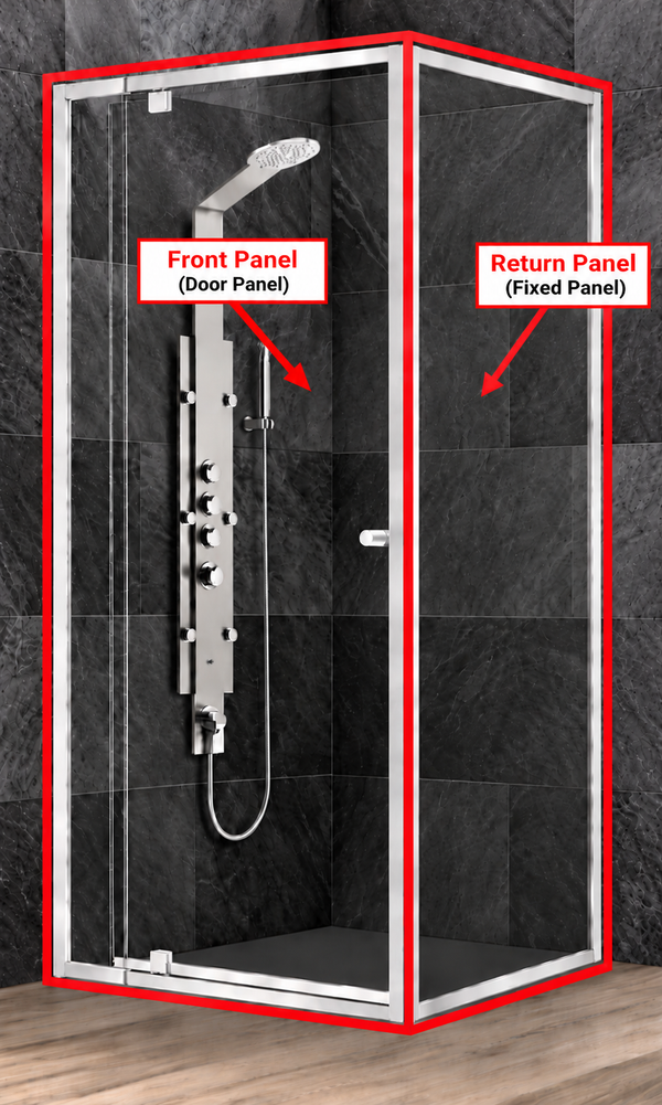 Height 1950mm Semi Frameless Pivot Door Shower Screen - FRONT PANEL [25-P22 / 25-2059]
