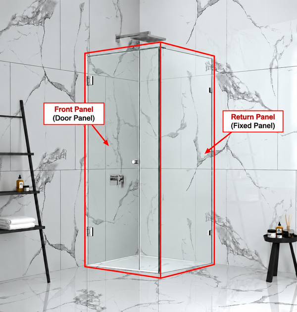 Height 2100mm P(A) Fully Frameless Door & Fixed Panel Pivot Door Shower Screen - FRONT PANEL [25-W21+W21D / 25-2172]
