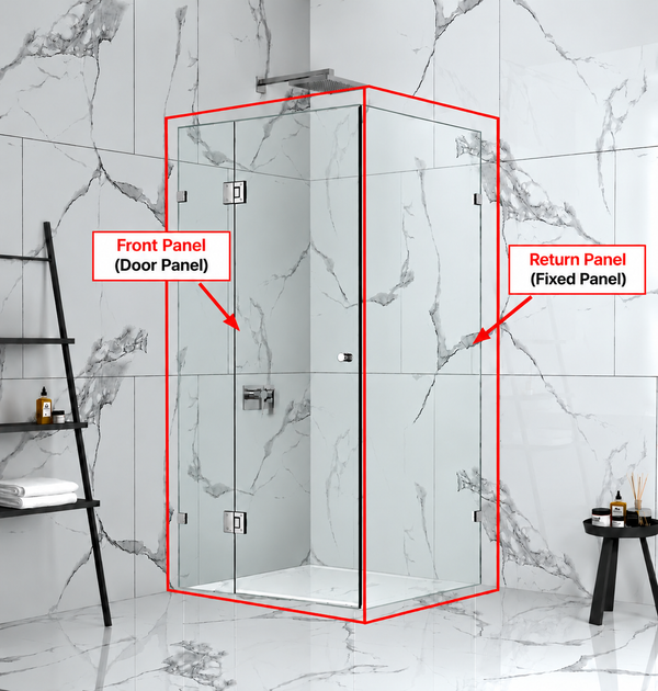 Height 2100mm P(C) Fully Frameless Hinge & Door Panel Pivot Door Shower Screen - FRONT PANEL [25-W21-H+D / 25-2094]