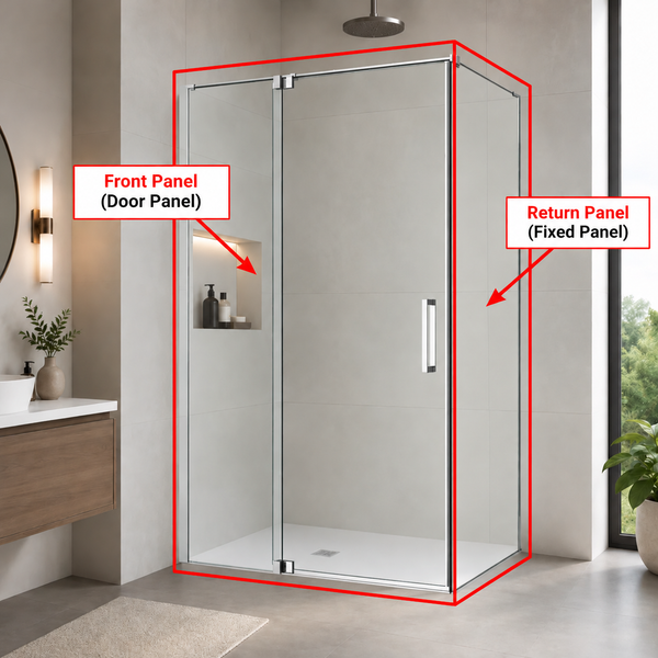 Height 2000mm Profile Semi Frameless Pivot Door Shower Screen - RETURN PANEL [26-PRS / 26-2205]