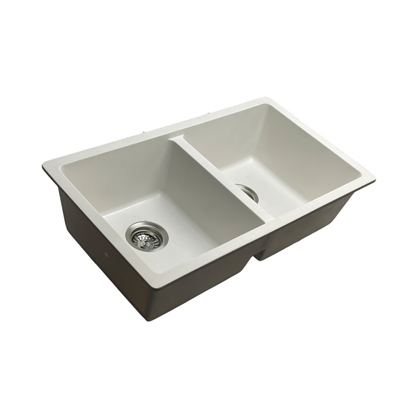 780*455*220 Kitchen Sink Laundry White Granite Stone Sinks Single Bowl Basin [44-GS7846W]