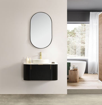 Carysil Forma - Matte Black Fluted Wall Hung Vanity 750-1200mm [42-C-F-B / 42-2236]