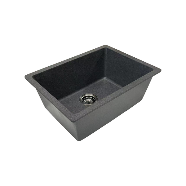 605*450*250 Kitchen Sink Laundry Dark Grey Granite Stone Sinks Single Bowl Basin [44-GS6145G]