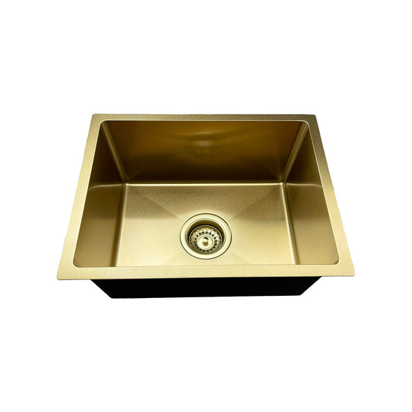 600*450*220 Brushed Gold Single Bowl Laundry Kitchen Sink Top/Under Mount Basin [44-HF6045G]