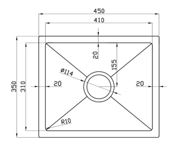350*450*200 Brushed Gold Single Bowl Laundry Kitchen Sink Top/Under Mount Basin [44-HF3545G]