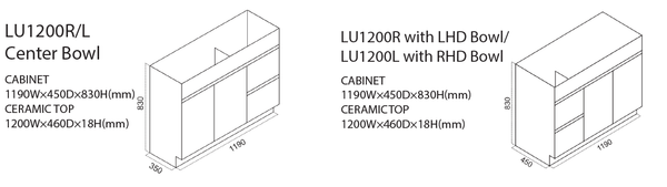 1200MM Ceramic Top Gloss White Freestanding Vanity [39-LU1200]