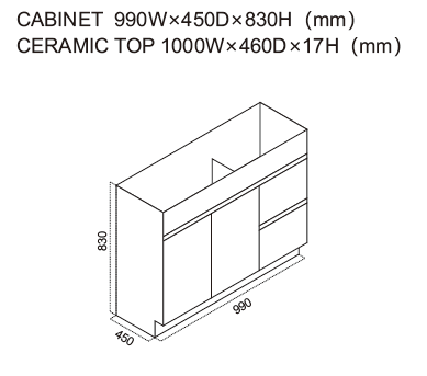 1000MM Gloss White Freestanding Vanity [39-LU/MA/CB1000 / 39-1576]