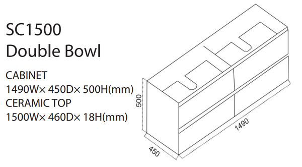 Sydney - Wall Hung Vanity 600-1500mm [39-SC / 39-2297]