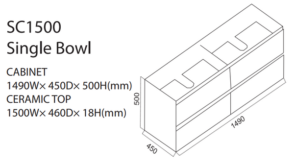 Sydney - Wall Hung Vanity 600-1500mm [39-SC / 39-2297]