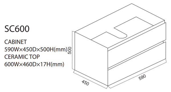 Sydney - Wall Hung Vanity 600-1500mm [39-SC / 39-2297]