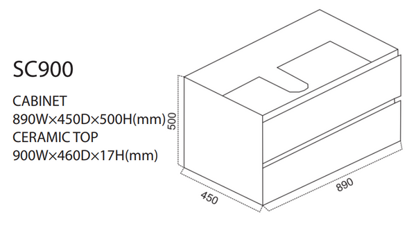 Sydney - Wall Hung Vanity 600-1500mm [39-SC / 39-2297]