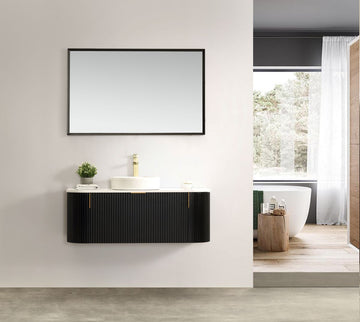 Carysil Forma - Matte Black Fluted Wall Hung Vanity 750-1200mm [42-C-F-B / 42-2236]
