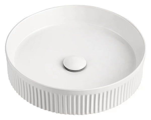 Fluted White Basin 370X370X120mm [20-CB-158]