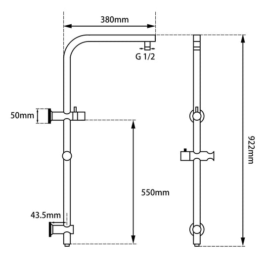 10'' Round Shower Station Top Water Inlet (Right Angle) [42-2128-A.SH / 42-1686]