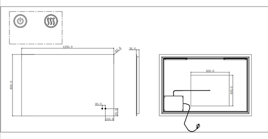 Rectangular Curved Rim LED Mirror 900/1200/1500mm [42-T-YB / 42-2239]